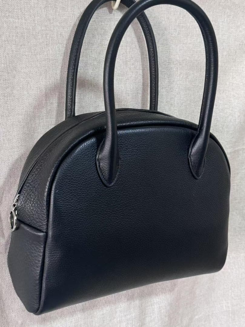 aeta 黒いレザーハンドバッグ ボストン型 Mサイズ