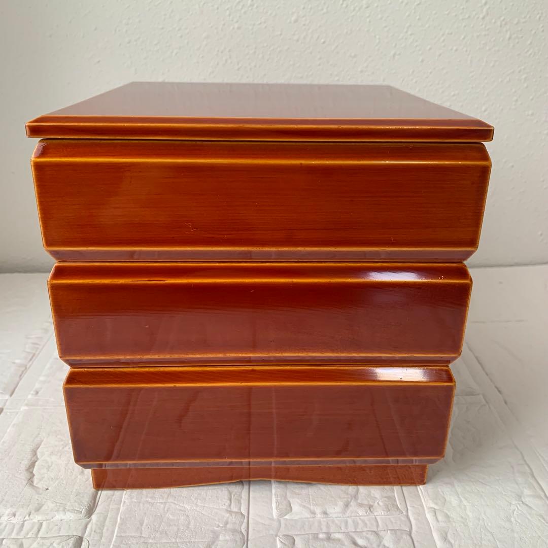 飛騨春慶　茶色 漆器 3段重箱 松澤漆器店　お正月