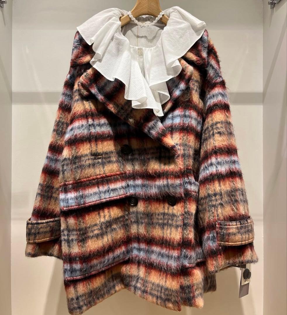 最終値下げ！！コート BEAMSraybeams チェックWハーフコート