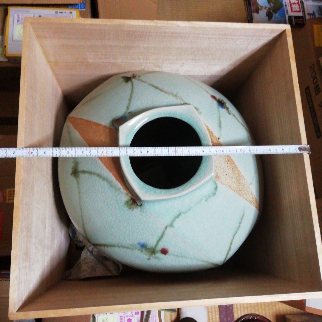 壺花瓶陶器茶道花道骨董置物作家物益子焼成良仁盆栽鉢盆栽小鉢青磁