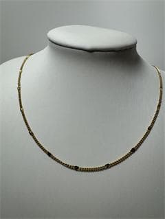 K18ゴールド チェーンネックレス ビーズ付き2.2g