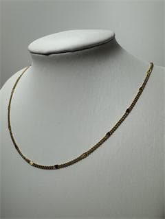 K18ゴールド チェーンネックレス ビーズ付き2.2g