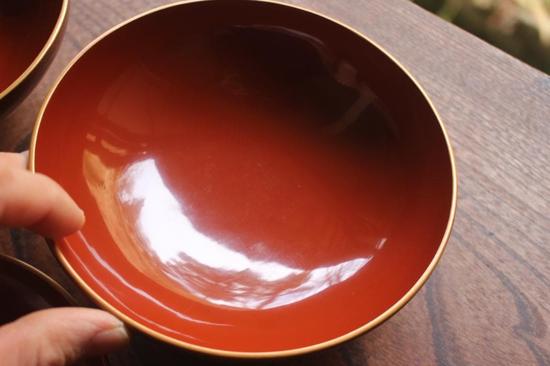 デッドストック！極上内朱梨地に優美な鳳凰蒔絵の映えるお椀2点（検輪島塗雑煮椀