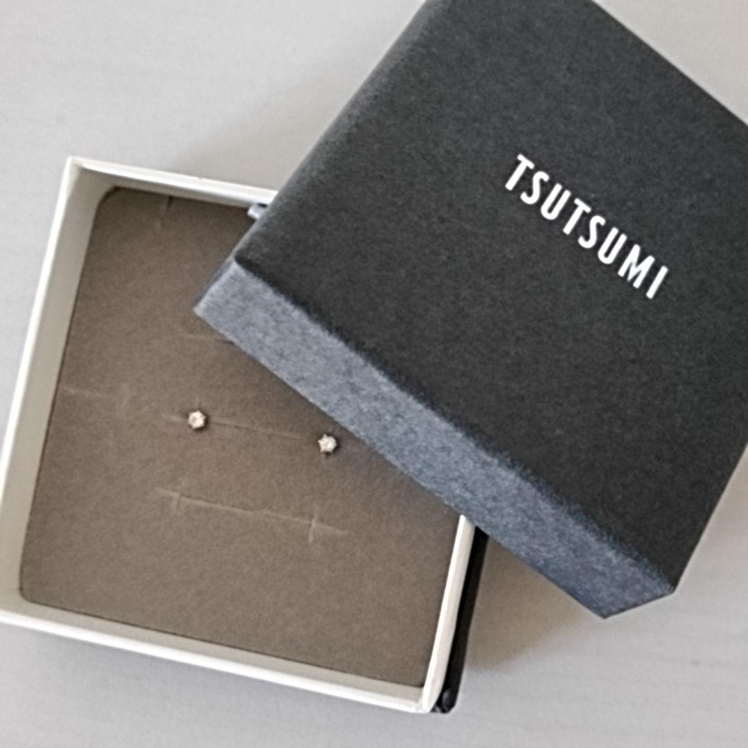 ジュエリーツツミ プラチナ ダイヤモンド ピアス pt900 計0.1ct