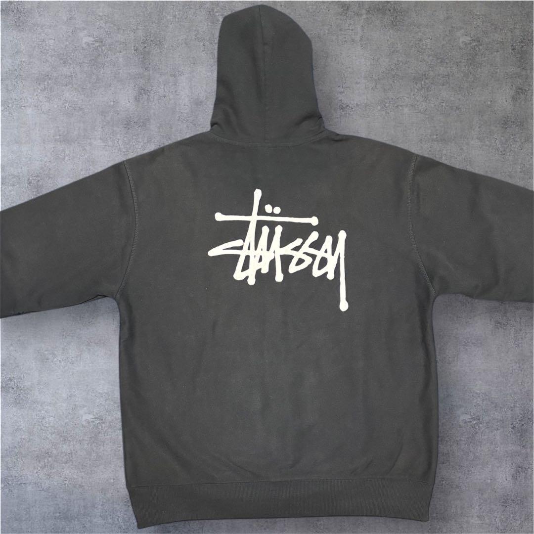 【極美品】STUSSY ステューシー ジップパーカー ビッグロゴ 黒 XLサイズ