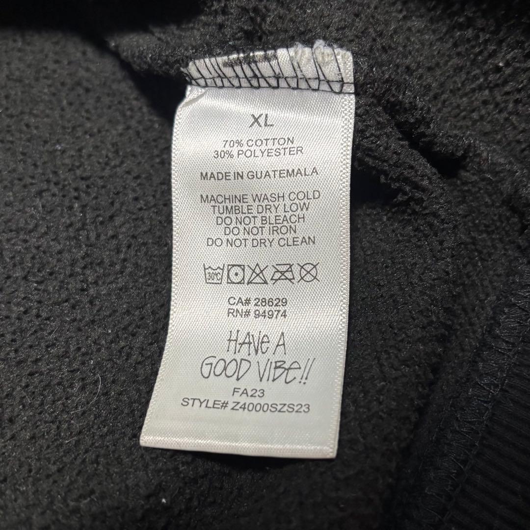 【極美品】STUSSY ステューシー ジップパーカー ビッグロゴ 黒 XLサイズ