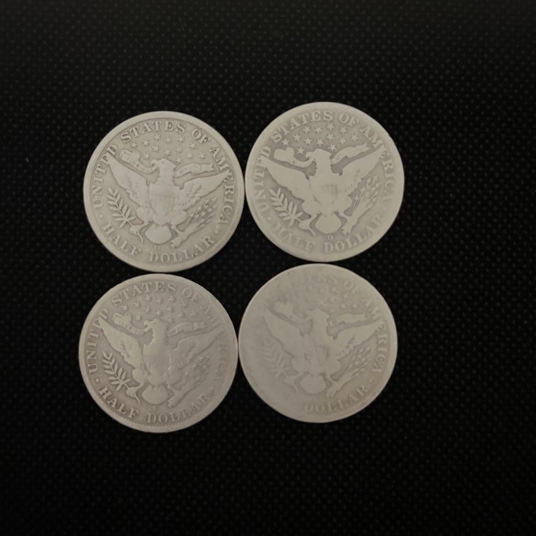 あ*い様 ●1908年 4枚● 　アメリカ バーバーハーフダラー 銀貨