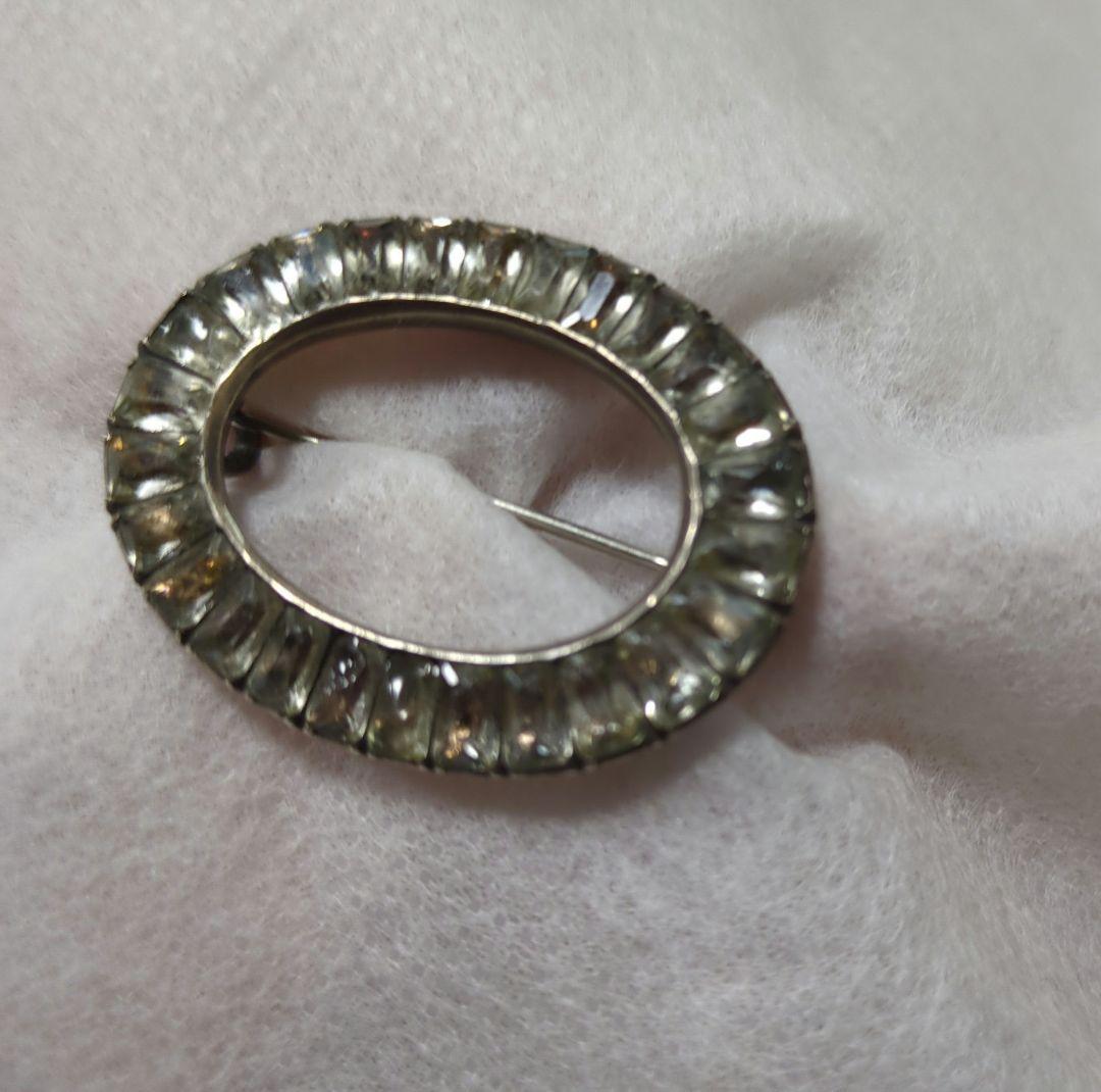 アンティーク　ジョージアン　オーバル　ペースト　ガラス　ブローチ