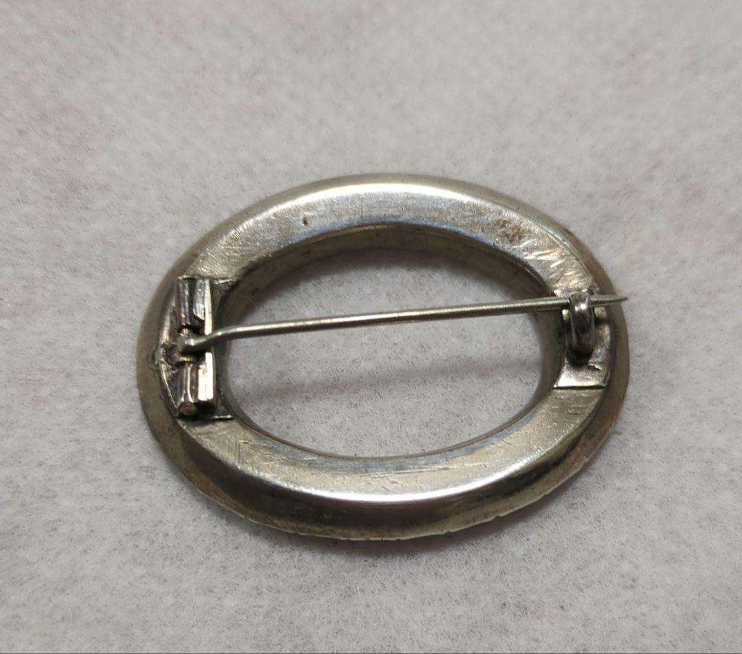 アンティーク　ジョージアン　オーバル　ペースト　ガラス　ブローチ