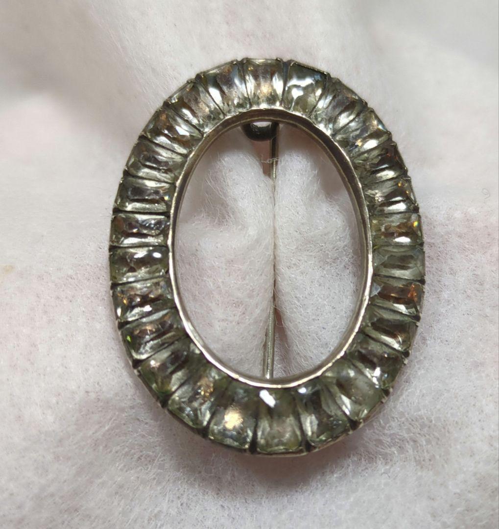 アンティーク　ジョージアン　オーバル　ペースト　ガラス　ブローチ