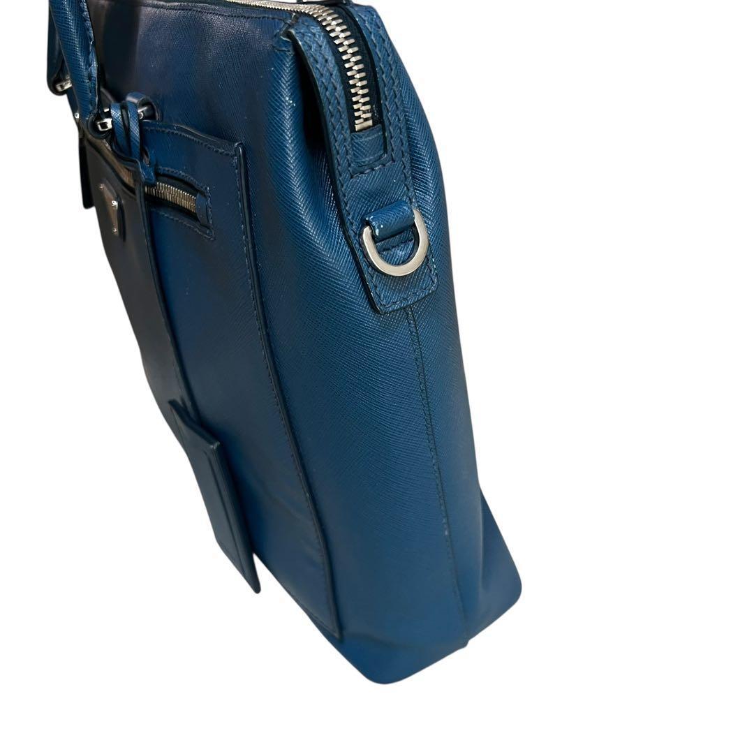 美品・現行品✨プラダ 2way ビジネスバッグ サフィアーノレザー ブルー