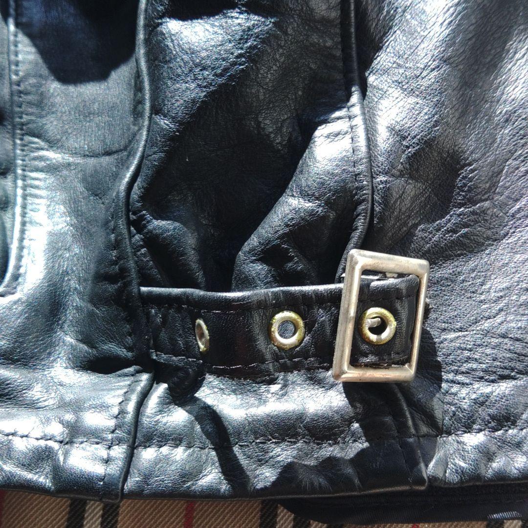 schott ブラックレザーシングルライダースジャケット 42