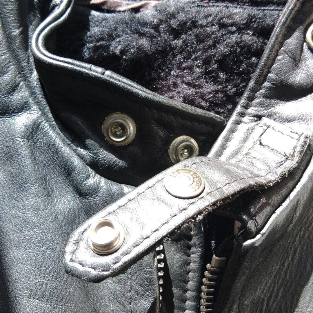 schott ブラックレザーシングルライダースジャケット 42