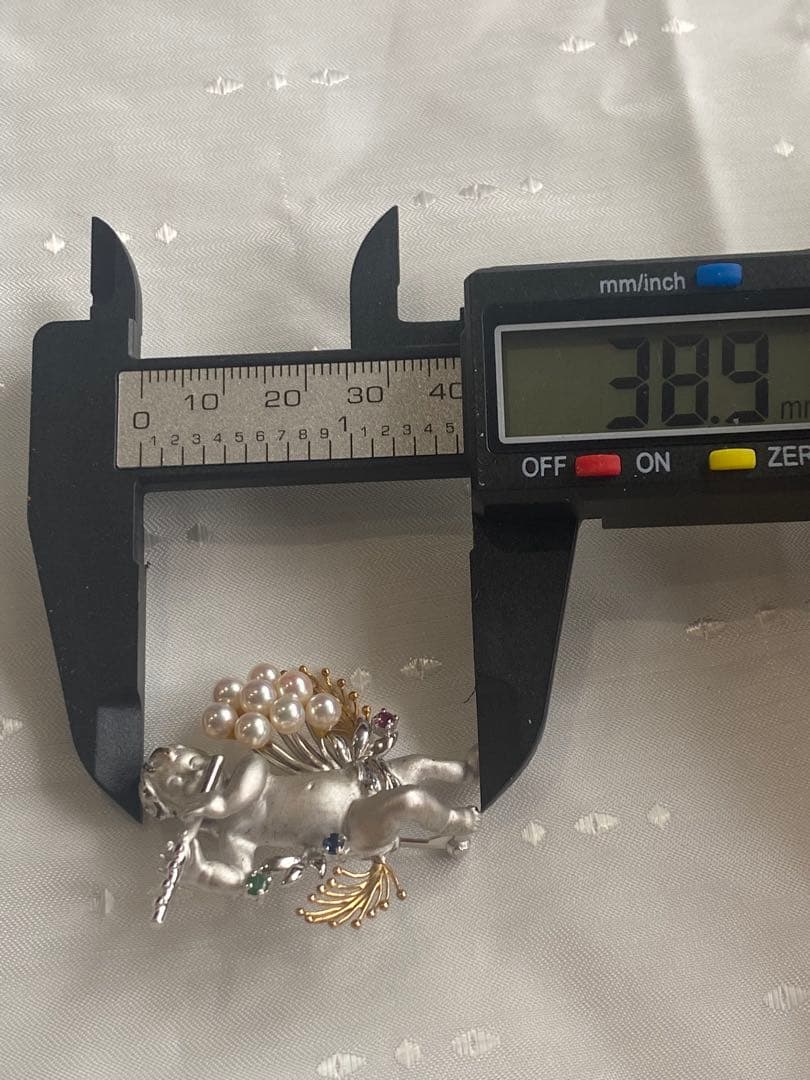 K18 シルバー 18金 コンビ アコヤパール 真珠 天使 ペンダント ブローチ