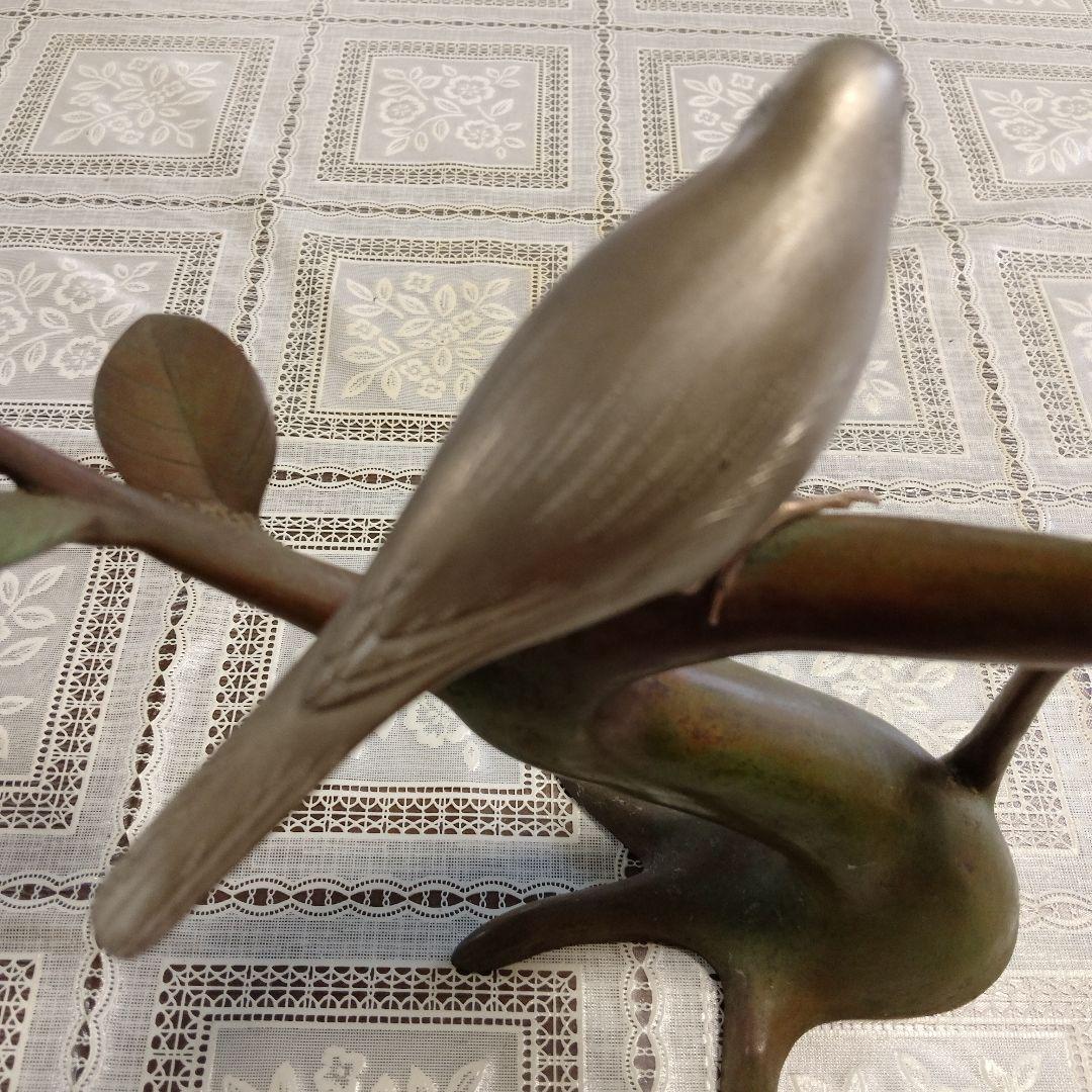 加納晴雲作　彫金　象嵌『鶯』