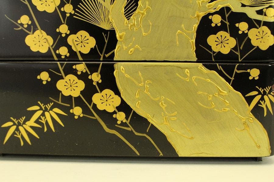 会津塗 松竹梅蒔絵 重箱 朝光作 未使用(ZE578)