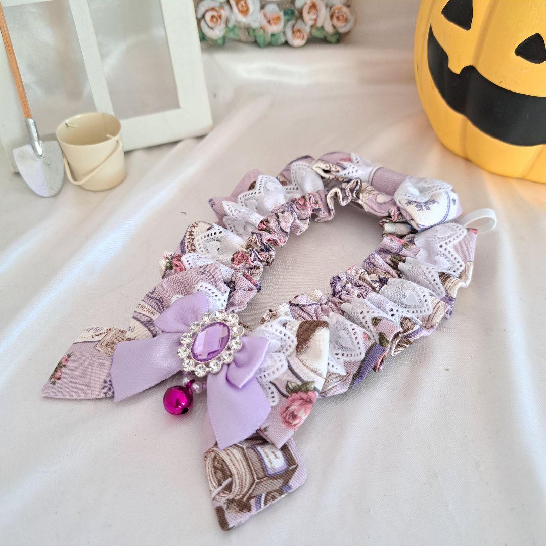 短毛シュシュ、ハロウィン限定、スイートロリータ(パープル)わんちゃん猫ちゃん用