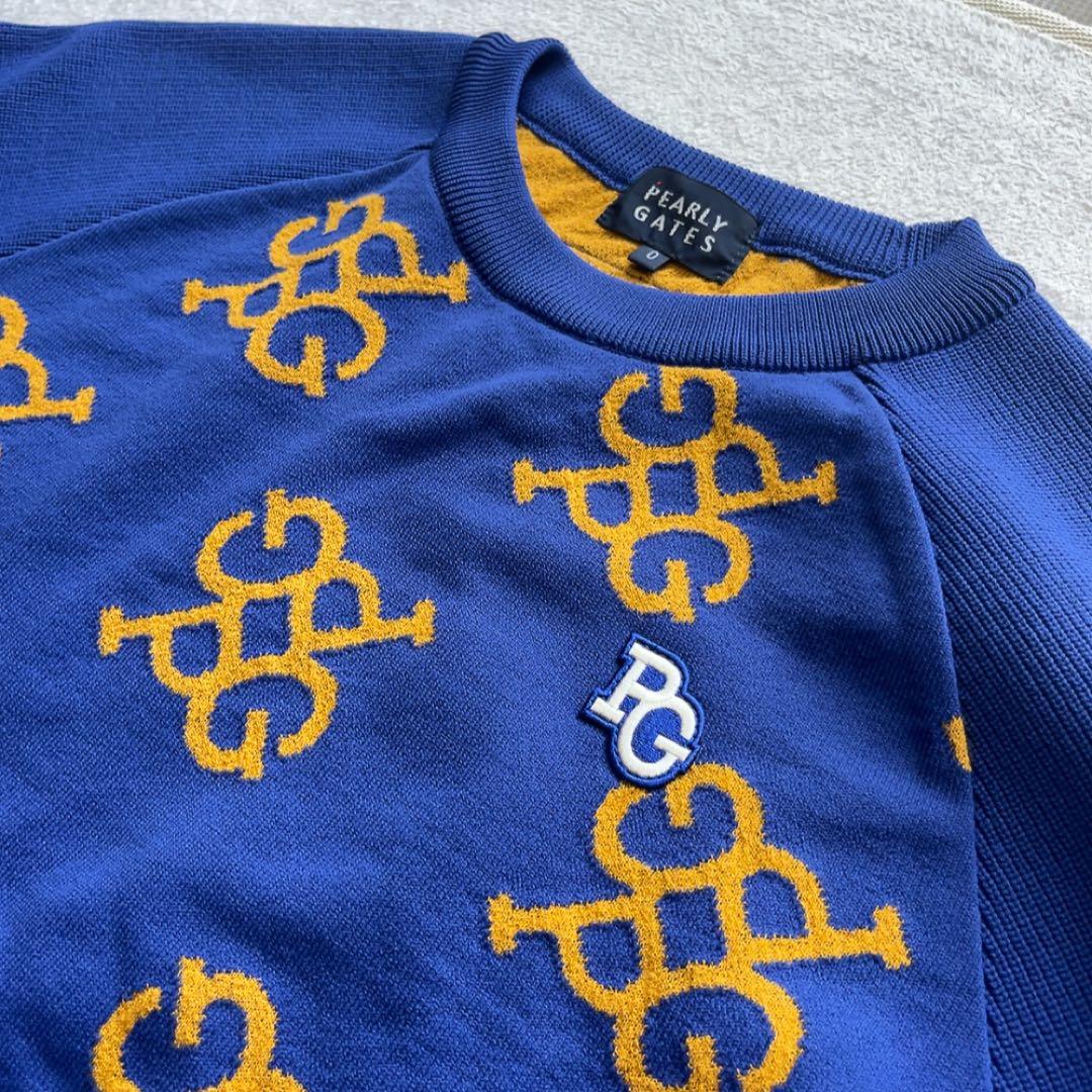 極美品　パーリーゲイツ　ニット　スカート　セットアップ　モノグラム　総柄　ブルー