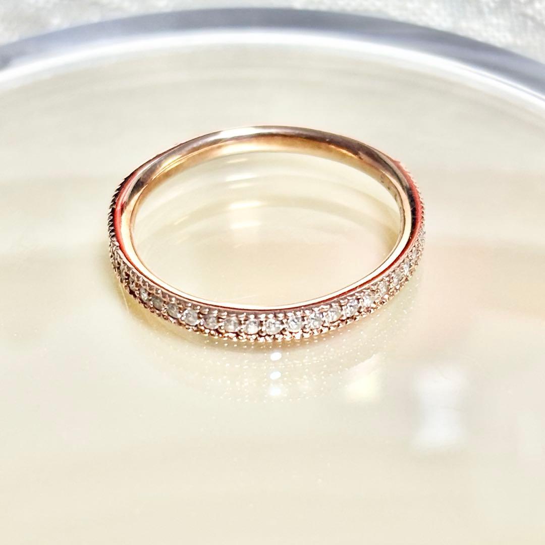 組曲 k10PG ダイヤ ミルグレイン ハーフエタニティ リング