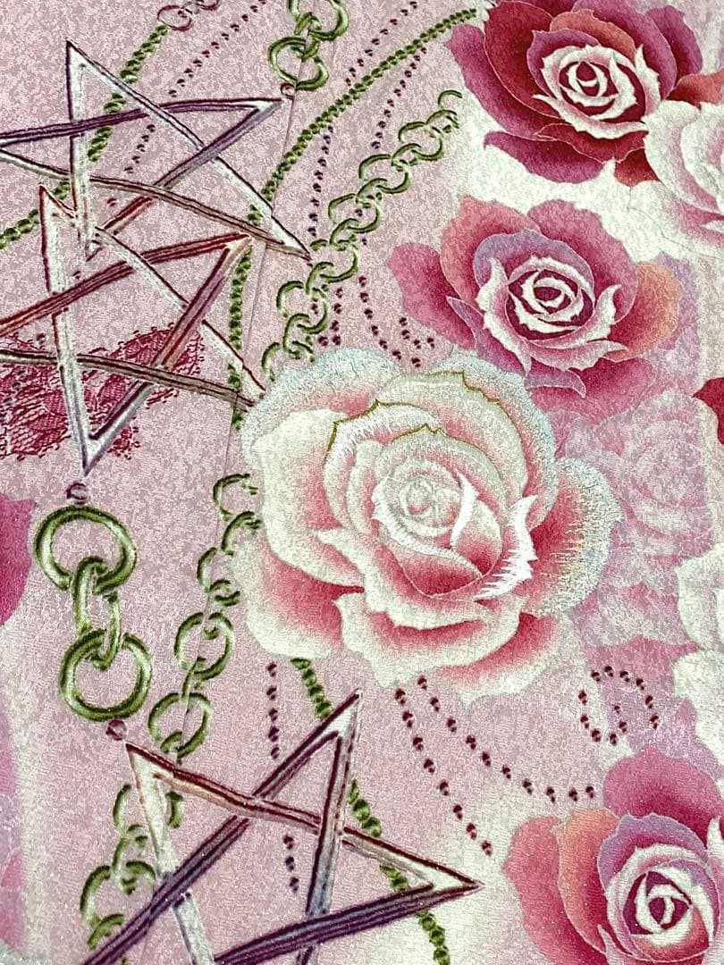 ファッション誌振袖 vivi 豪華 銀通し 刺繍 紋意匠 薔薇 身丈176cm