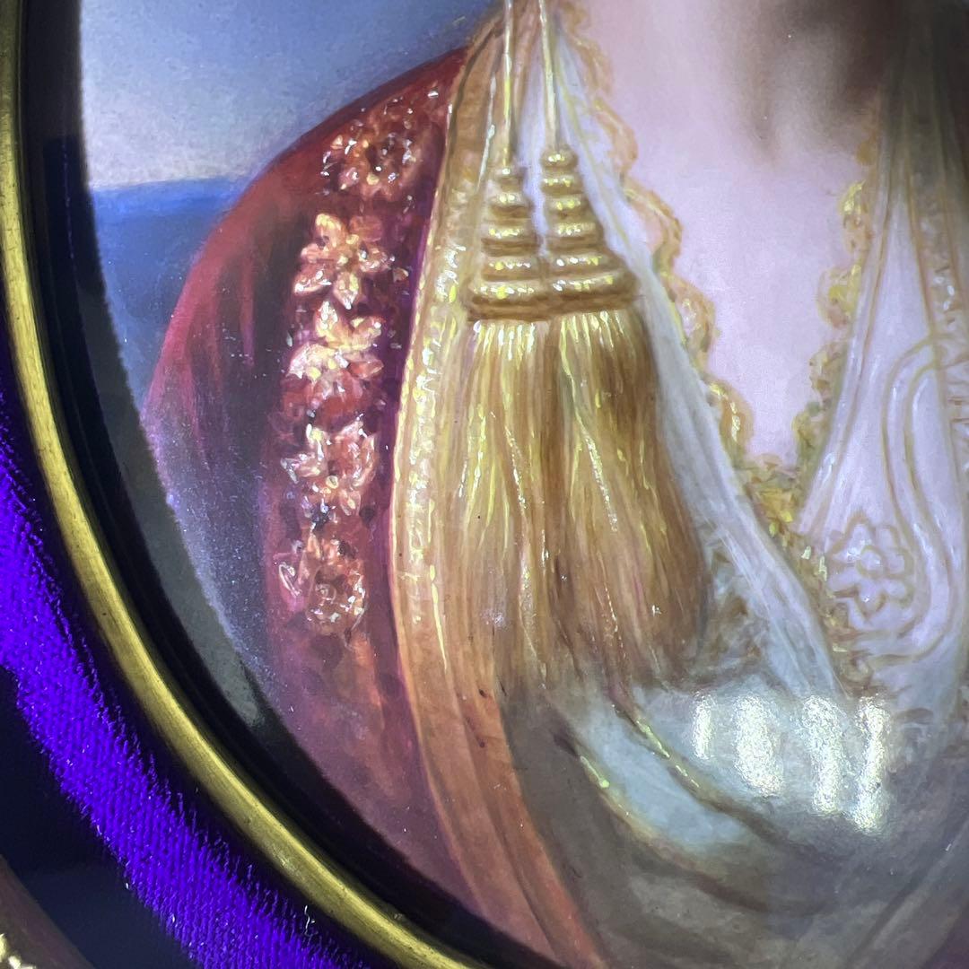 19世紀KPMベルリン人物文陶板画　「KPM」刻印　共箱　東Y7-1219☆1F