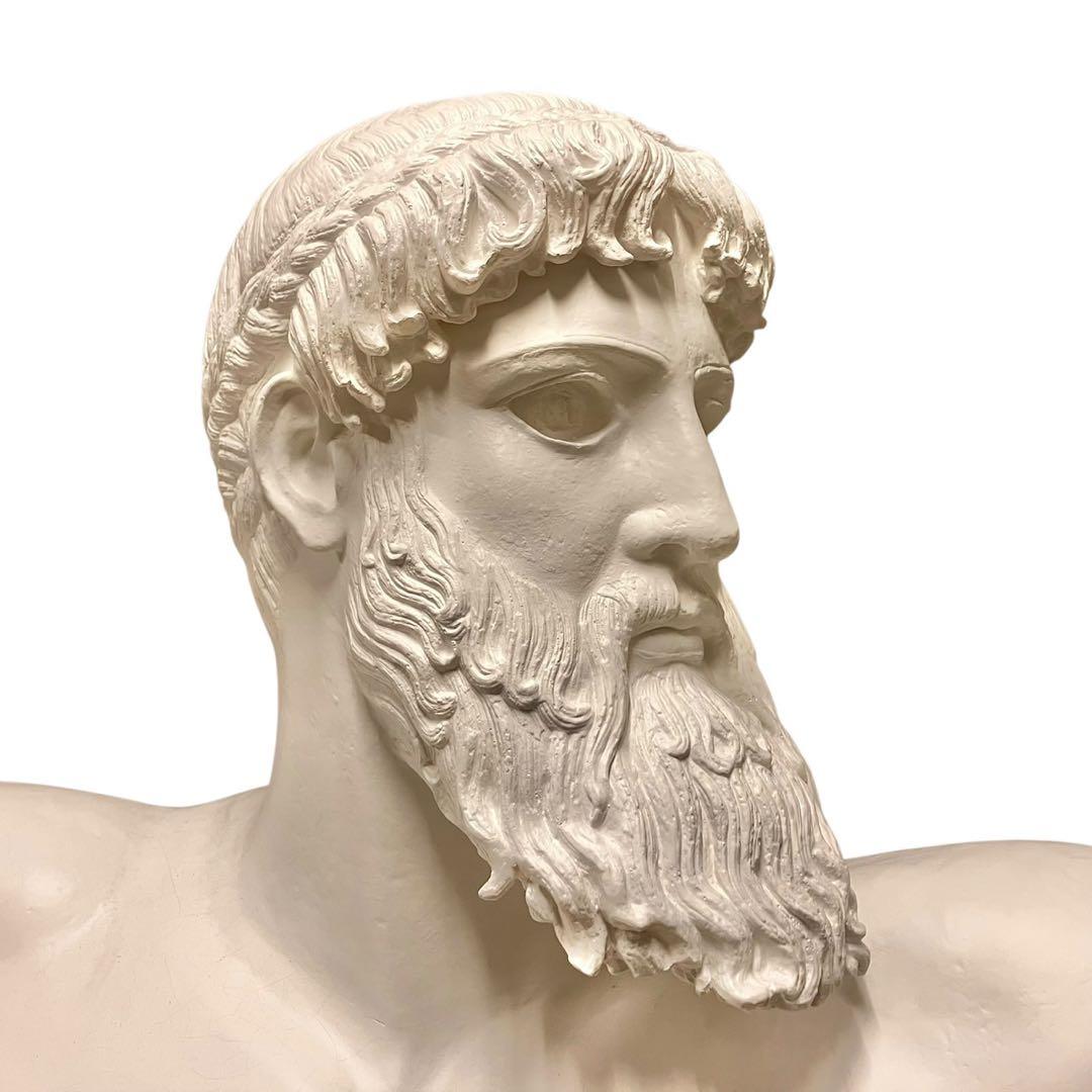 【希少】ポセイドン 石膏像 石像 胸像 デッサン 特大 彫刻 置物 オブジェ