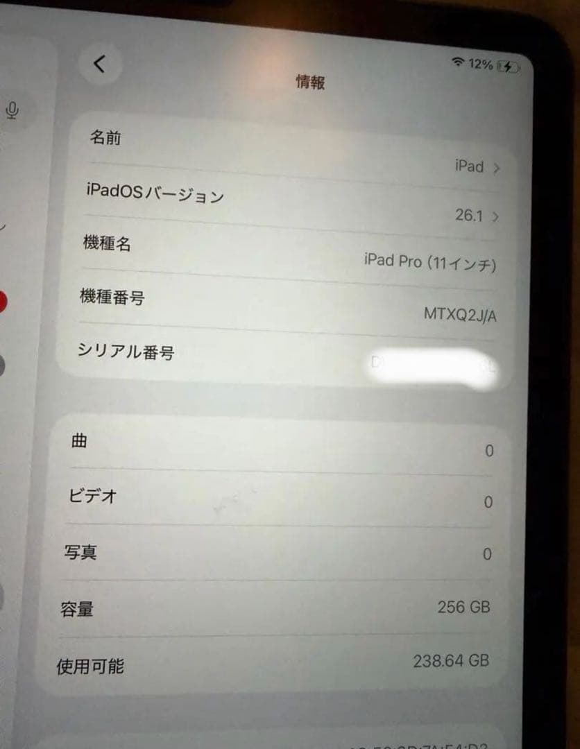 iPadpro11インチ 256GB 92%+Applepencil第2世代
