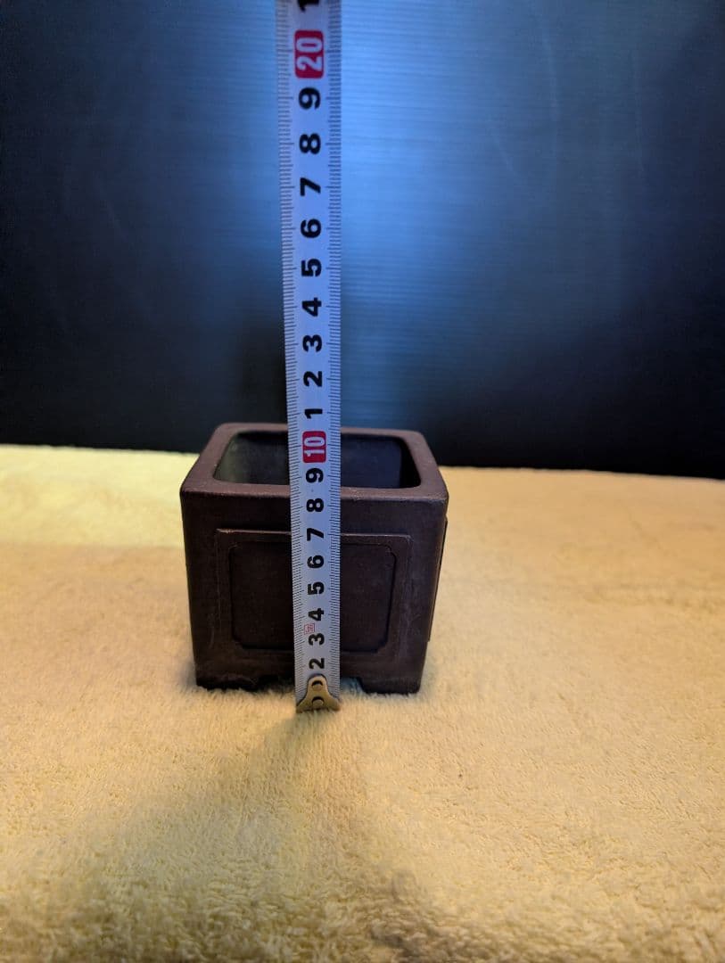 常滑松泉焼印！時代物 四角形 色 約10cm