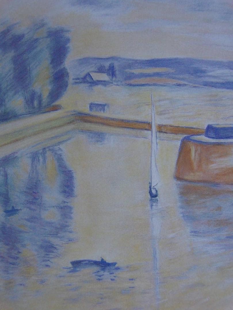 入沢幸、【ゆうやけ】、希少な額装用画集より、新品額装付