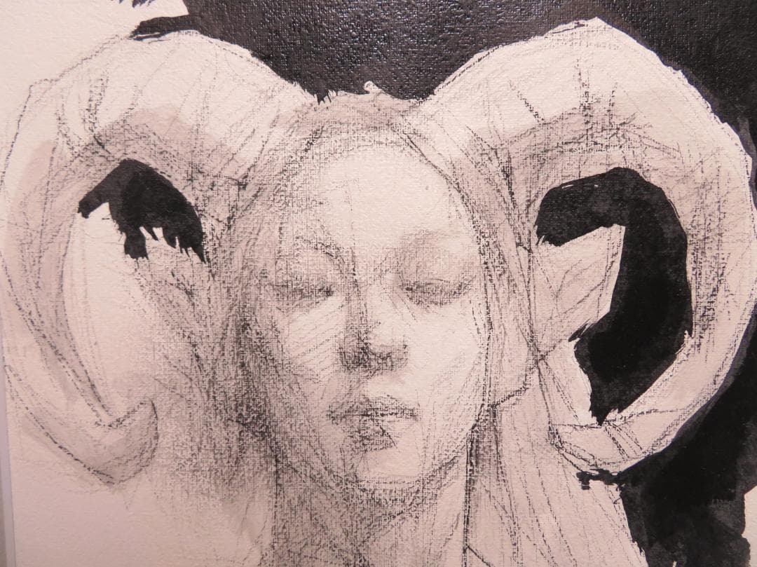 ◆佐藤義明　「牧神の肖像」（仮題）　紙本水彩　ふるさと切手　真作保証 ◆