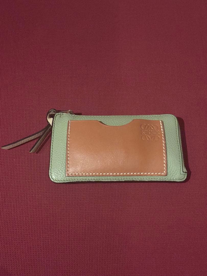 LOEWE ソフトグレインカーフカードホルダー　ローズマリー&タン