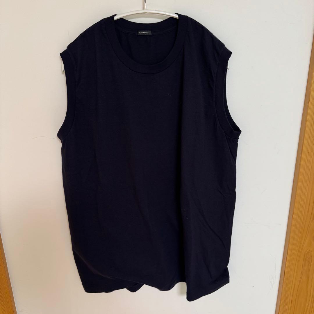 COMOLI 23SS コットンジャージノースリーブNAVY 3