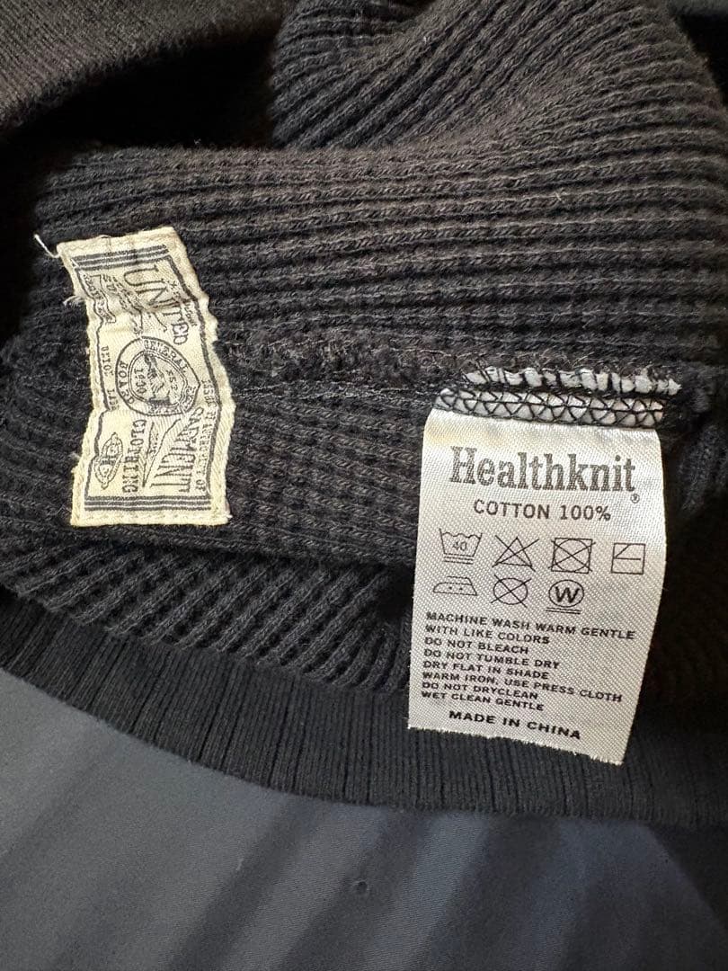 断捨離様 ヘルスニット 993 スーパーベビーワッフルオフホワイトとブラック L