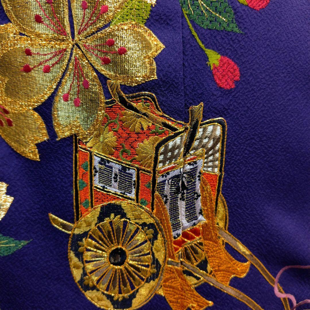 振袖フルセット(7点)・成人式・色無地振袖・高級縮緬・金刺繍・金彩加工・モダン