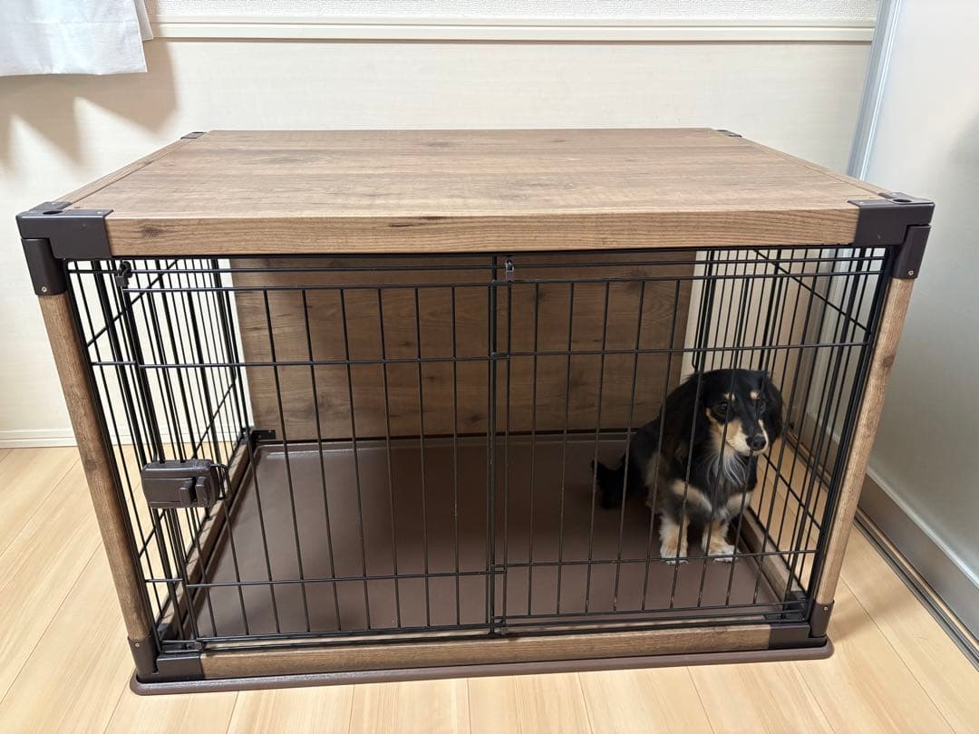 犬用ゲージ　小型犬用 ロック付き扉　DCMウッディーサークル