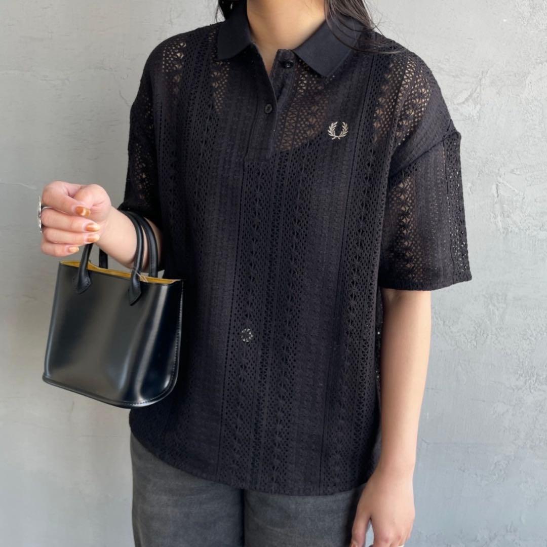 FRED PERRY フレッドペリー レース ポロシャツ ブラック レディース