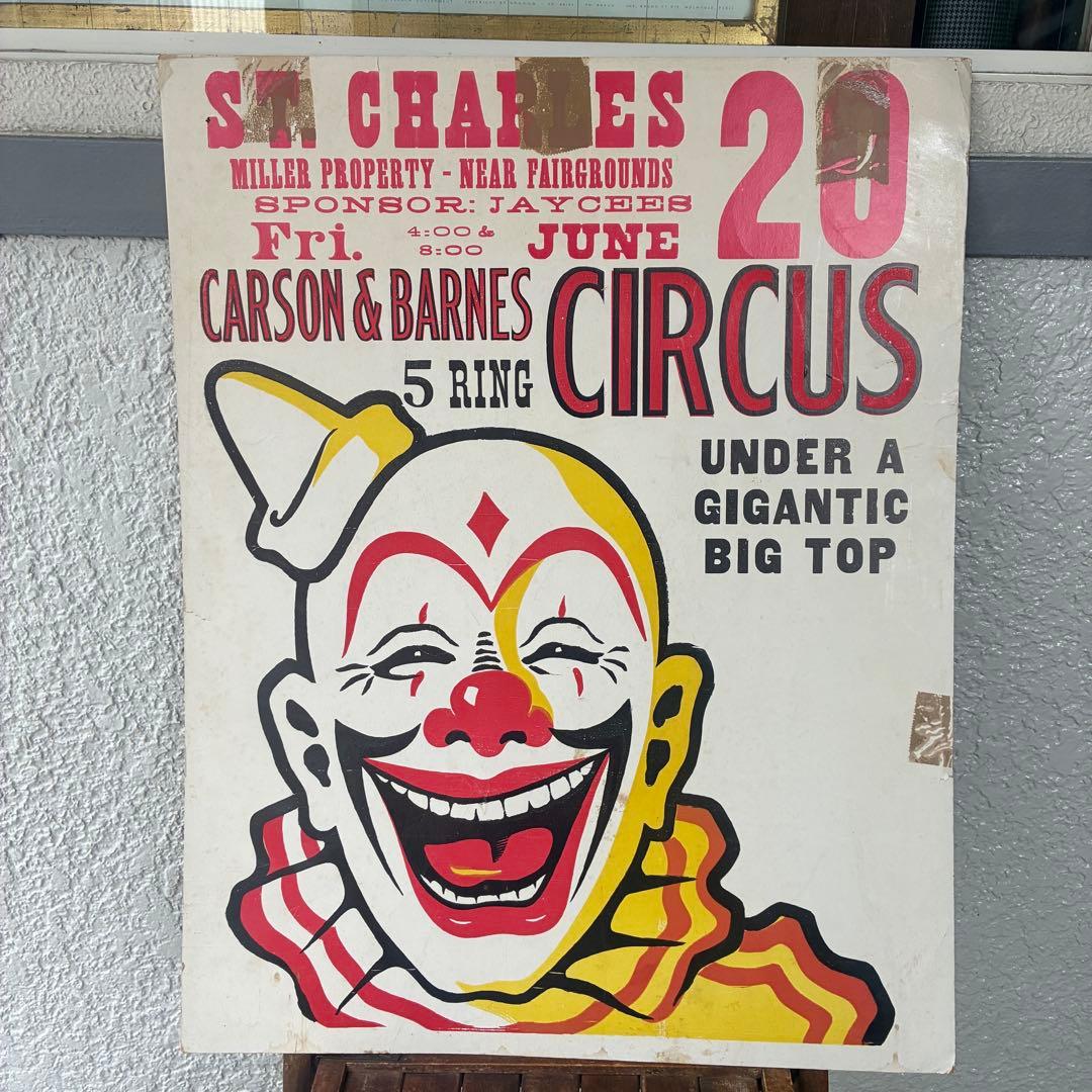 希少50'sアメリカアンティークピエロ遊園地サーカス広告　道化師ヴィンテージ雑貨