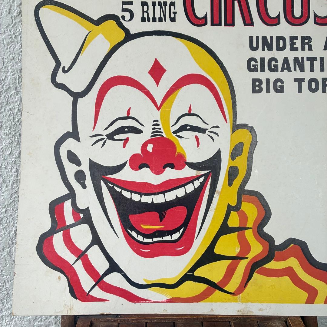 希少50'sアメリカアンティークピエロ遊園地サーカス広告　道化師ヴィンテージ雑貨