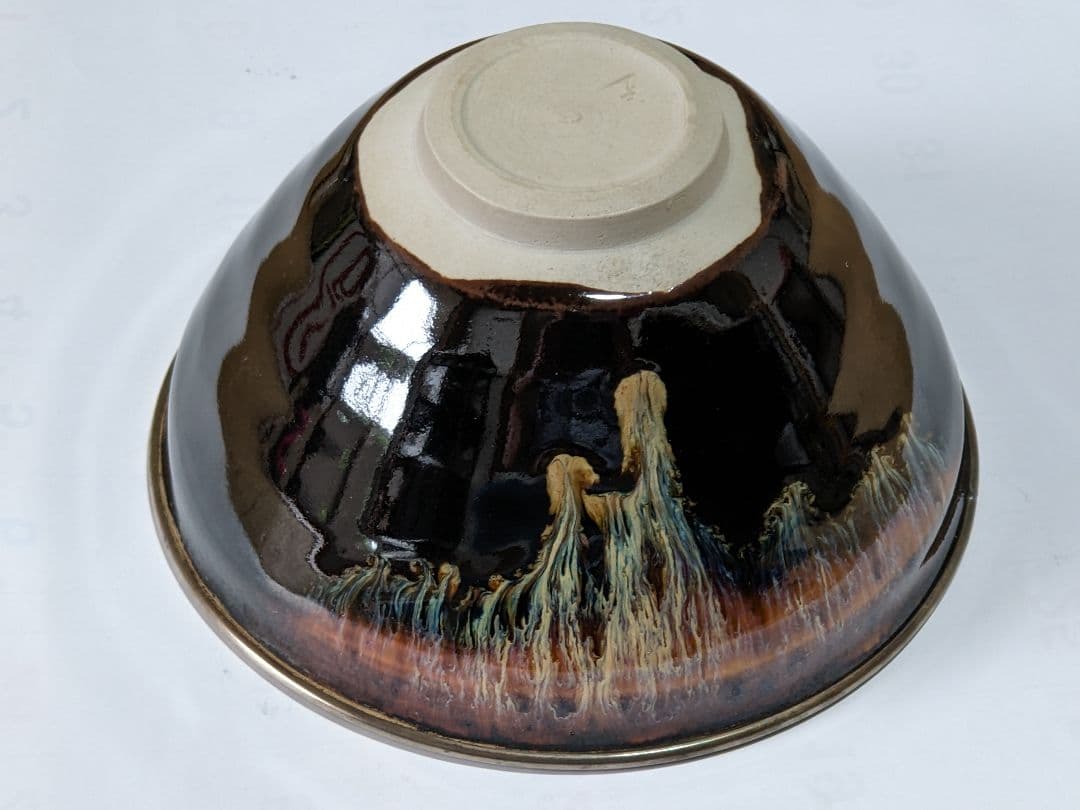 ♦天目 覆輪 抹茶盌 篦彫り 花押印 茶道具 古玩 美術品骨董品