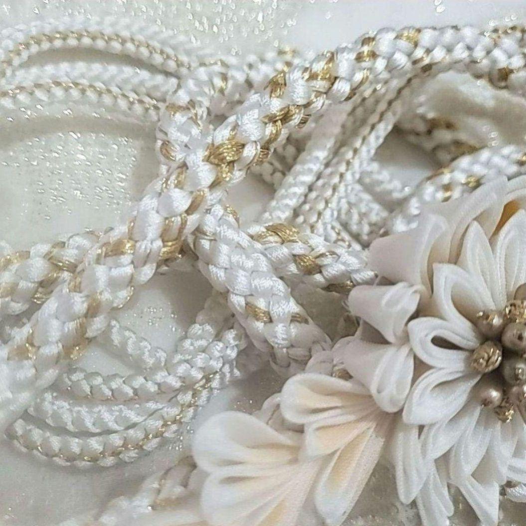 新品 振袖用 帯締め 帯〆 つまみ細工 剣菊 正絹 成人式 結婚式 つまみ飾り