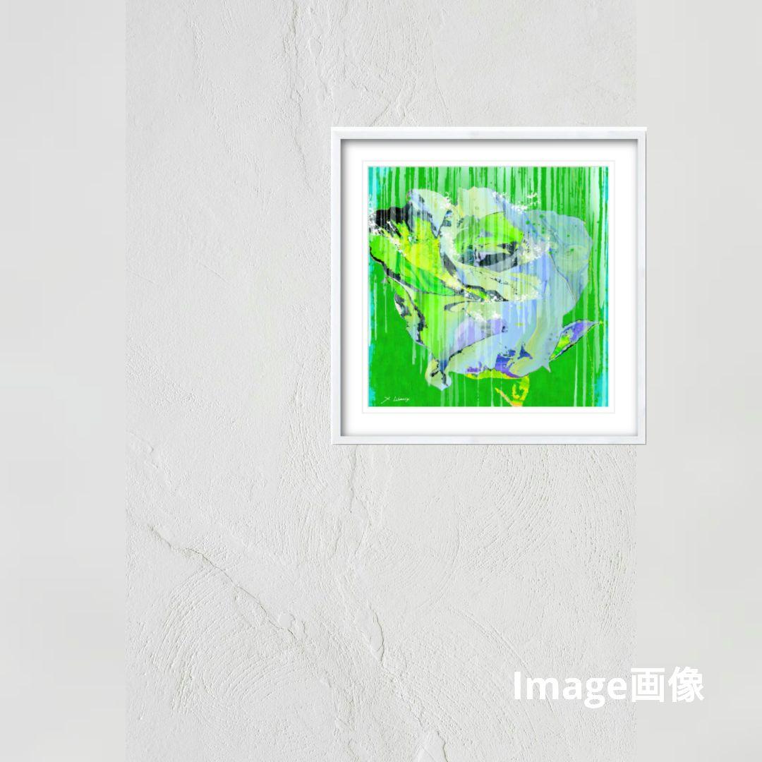 『LOVE GREEN』現代アート／カッコいい花 インテリア 絵画 縁起 贈り物