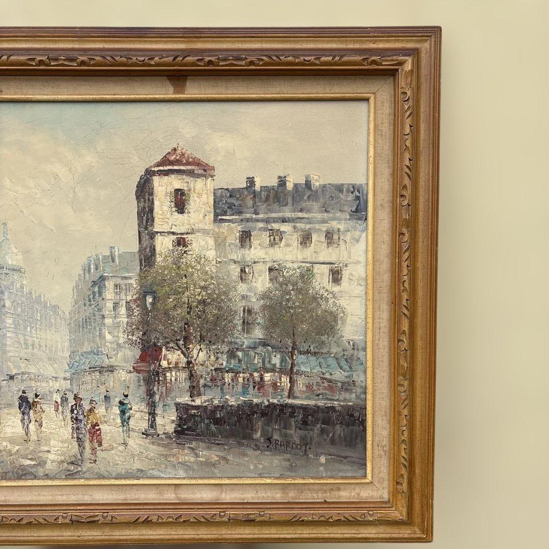 アンティーク　S.Bardot 作　パリ　モンマルトル 風景画　油絵