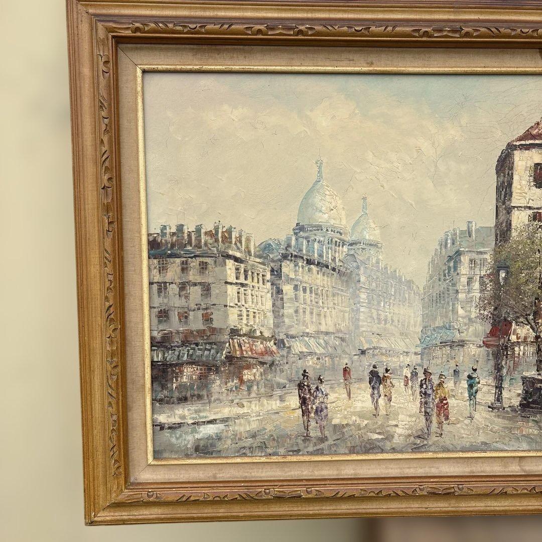 アンティーク　S.Bardot 作　パリ　モンマルトル 風景画　油絵