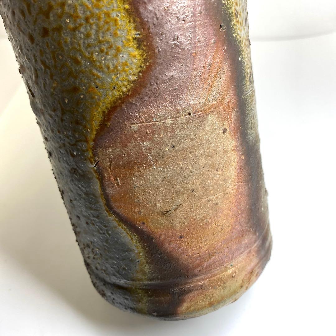 専用　藤原啓　最上位の備前窯変花入　共箱　高さ23.5㎝　東Y6-1007☆2F