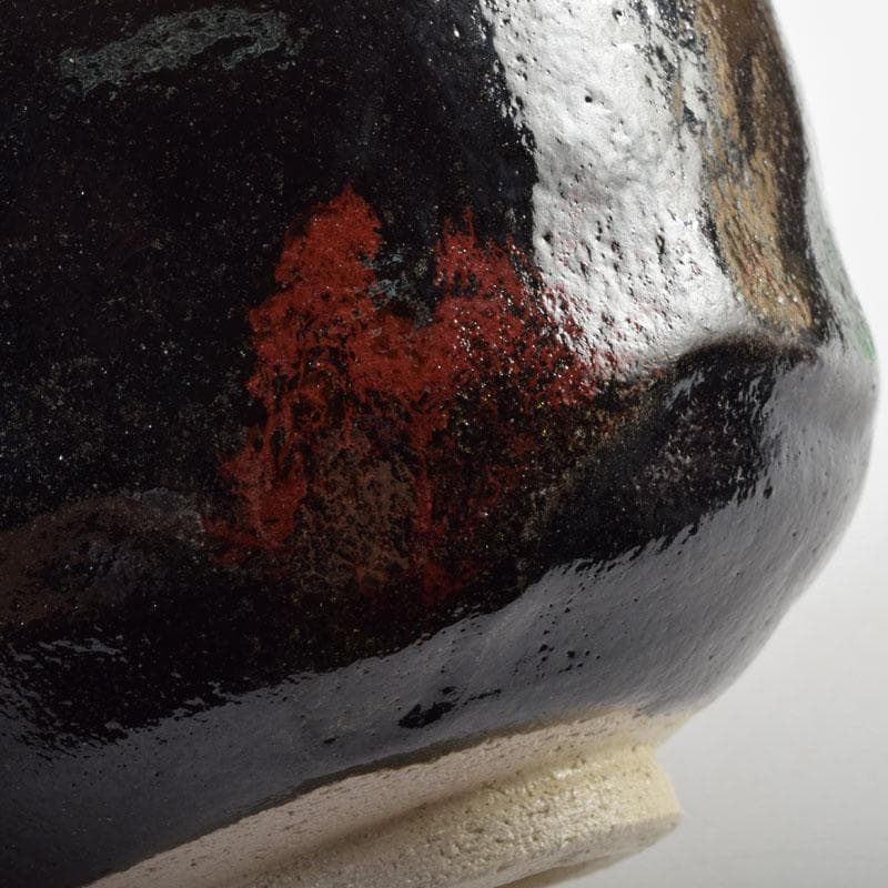 茶道具　吉村楽入作　赤楽茶碗　黒楽茶碗　一双　共箱　C　8998