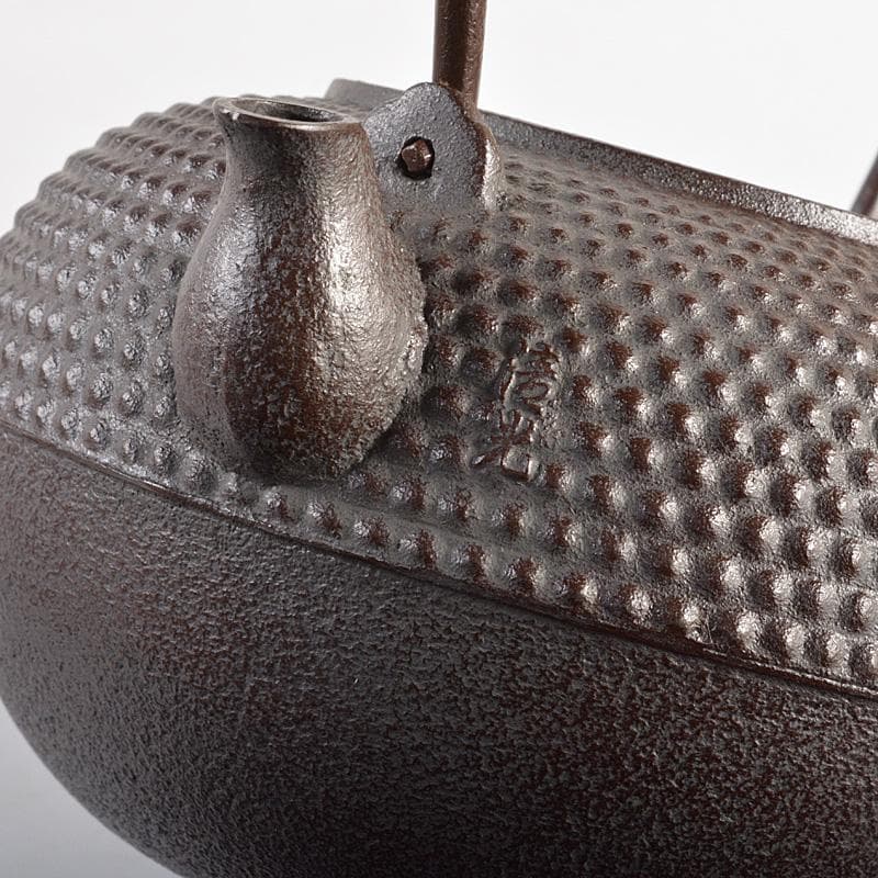 煎茶道具　釜師　佐藤清光作　霰文　鉄釜　鉄瓶　共箱　D　R5666C