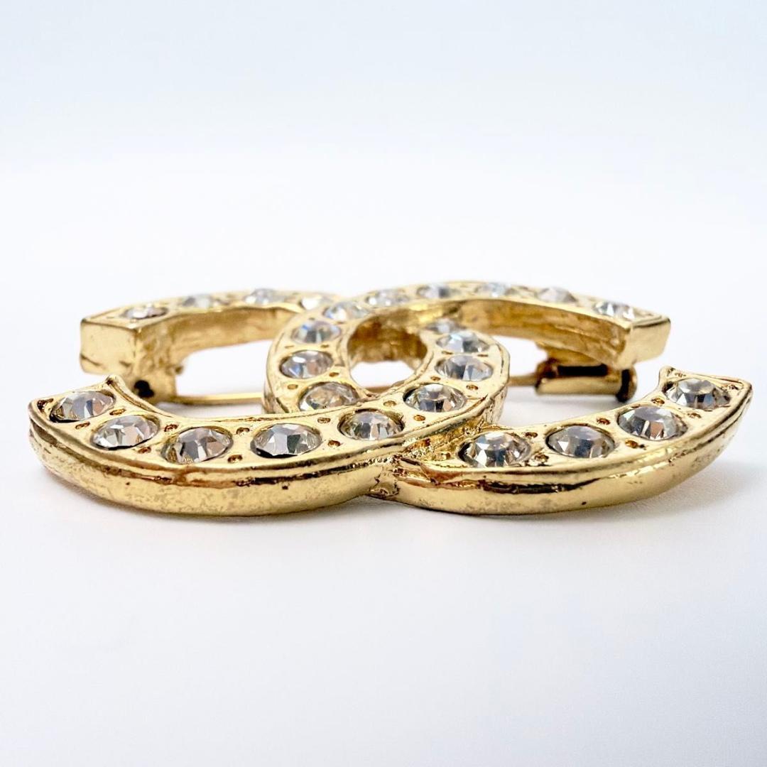 シャネル ココマーク ラインストーン ブローチ レディース ビンテージ ゴールド