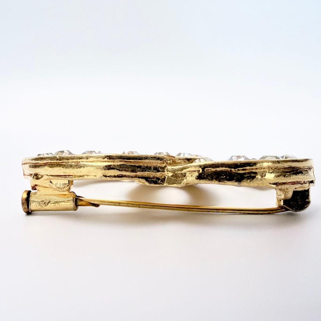 シャネル ココマーク ラインストーン ブローチ レディース ビンテージ ゴールド