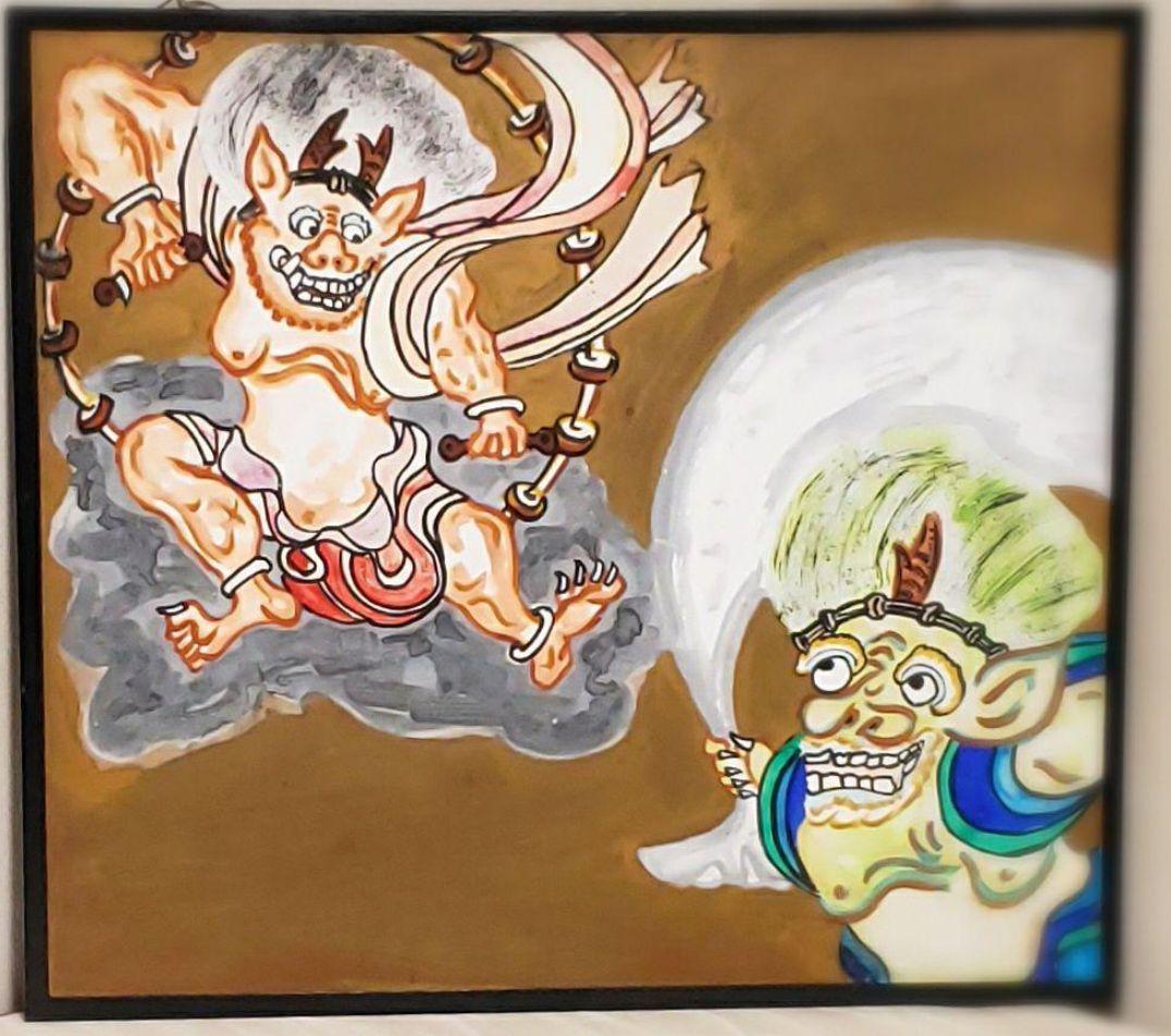 壁掛け　風神と雷神