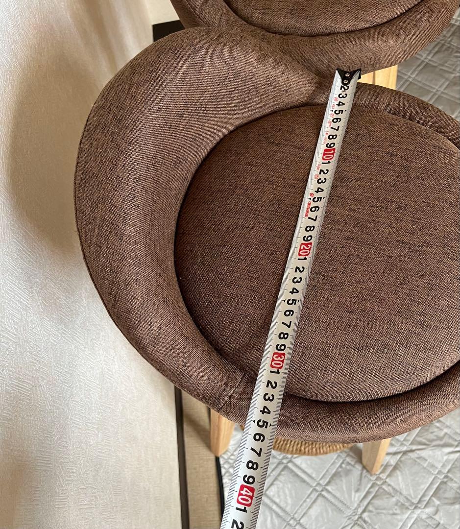 iodoos カウンターチェア 木製360度回転 生地 2脚セット ブラウン